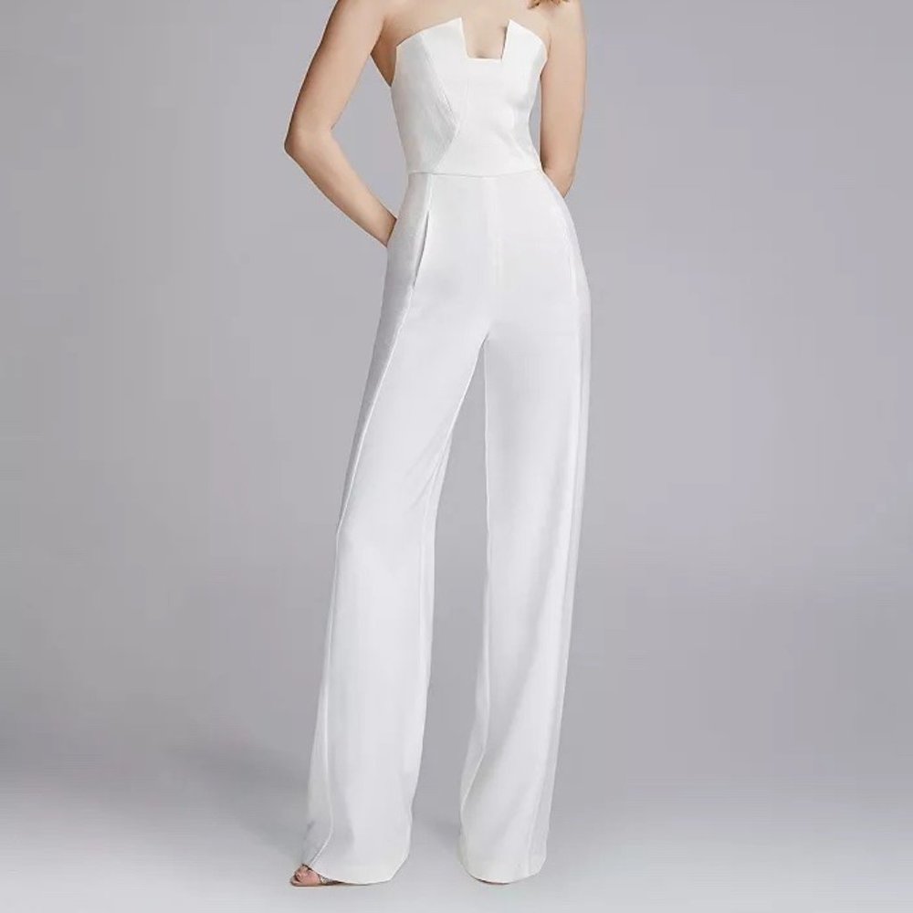 Black Halo Lena Strapless Jumpsuit - Cristal/Porcelain